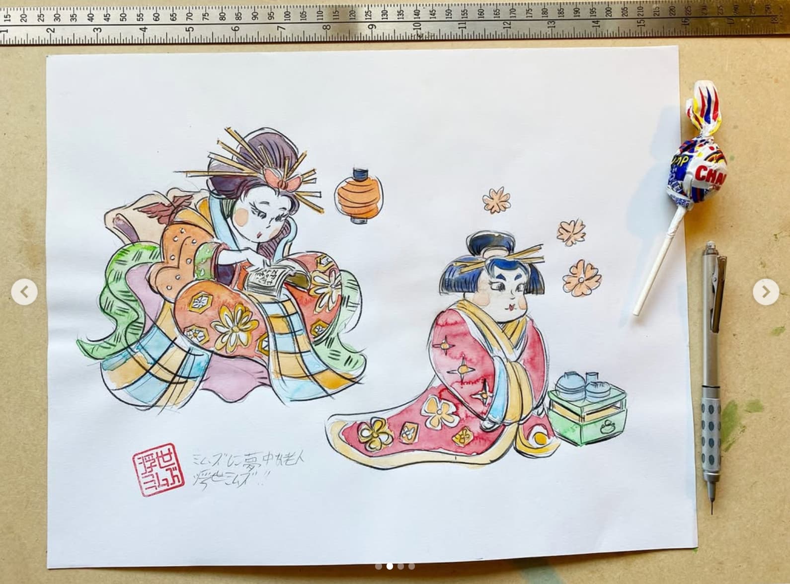 Watercolor chibi ladies